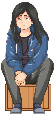 Illustration for Sad teenage sitting on the floor illustration - Royalty Free Image