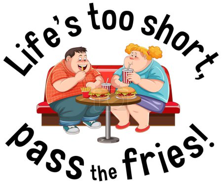 Ilustración de La vida es demasiado corta pasar la ilustración pancarta papas fritas - Imagen libre de derechos