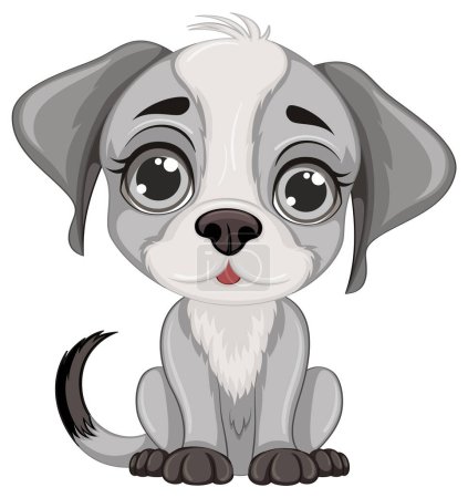 Téléchargez les illustrations : Mignon chien dessin animé isolé assis illustration - en licence libre de droit