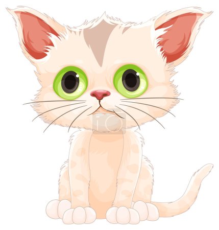 Illustration for Cute White Kitten in Sitting Pose illustration - Royalty Free Image