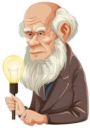 Illustration for Thomas Edison portrait cartton character illustration - Royalty Free Image