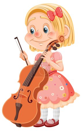 Illustration for Cute Girl Holding Cello Cartoon Character illustration - Royalty Free Image