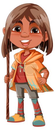 Illustration for Indigenous girl cartoon character illustration - Royalty Free Image