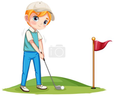 Ilustración de Ilustración de personaje de dibujos animados golfista profesional aislado - Imagen libre de derechos