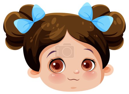 Illustration for Little Cute Girl with Big Eyes illustration - Royalty Free Image