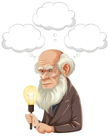 Illustration for Bangkok, Thailand May 25, 2023. Caricature of Charles Darwin illustration - Royalty Free Image