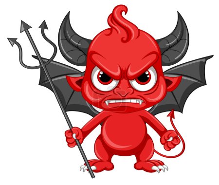 Ilustración de Ilustración de personajes de dibujos animados diablo enojado - Imagen libre de derechos