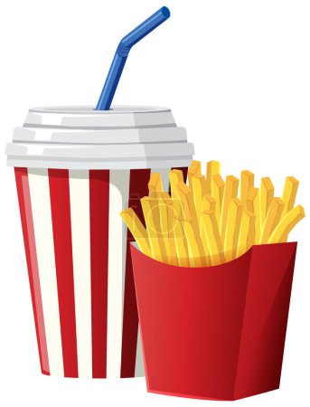 Illustration for Set of fast food cartoon illustration - Royalty Free Image