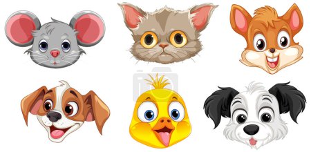 Illustration for Cute animal heads set illustration - Royalty Free Image