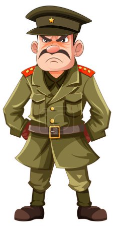 Serious Military Officer with Grumpy Expression illustration