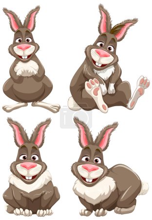 Téléchargez les illustrations : Illustration de personnage de dessin animé lapin mignon - en licence libre de droit