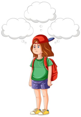 Illustration for Depressed teenage with speech bubbles illustration - Royalty Free Image