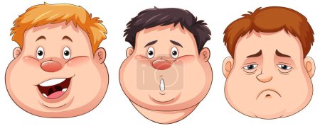 Illustration for Overweight boy facial expression collection illustration - Royalty Free Image