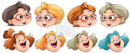 Illustration for Peopl with facial expression collection illustration - Royalty Free Image