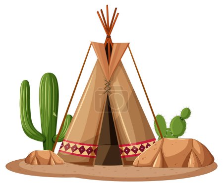 Illustration for Tribal tent or tipi vector illustration - Royalty Free Image