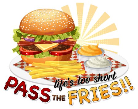 Illustration for Burger with text icon illustration - Royalty Free Image