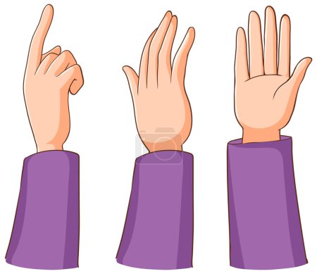 Ilustración de Conjunto de manos humanas ilustración de gestos diferentes - Imagen libre de derechos