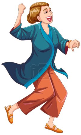Illustration for European woman dancing isolated illustration - Royalty Free Image