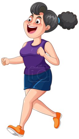 Illustration for Chubby Woman Running Exercise illustration - Royalty Free Image