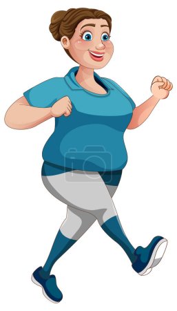 Illustration for Chubby Woman Running Pose Cartoon Character illustration - Royalty Free Image