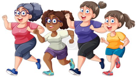 Téléchargez les illustrations : Divers Chubby Runners exercice ensemble illustration - en licence libre de droit