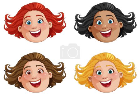 Illustration for Middle age chubby woman face illustration - Royalty Free Image