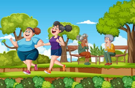 Illustration for People at the park doing different activities illustration - Royalty Free Image