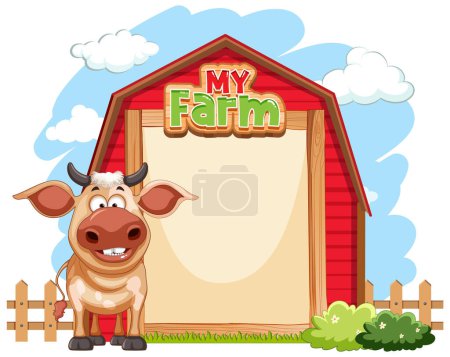 Illustration for Cow with empty banner templae illustration - Royalty Free Image