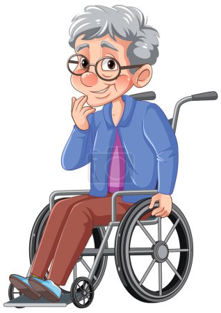 Téléchargez les illustrations : Vieille femme assise sur un fauteuil roulant illustration - en licence libre de droit