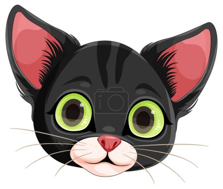 Téléchargez les illustrations : Tête de chaton mignonne en dessin animé Illustration de style - en licence libre de droit