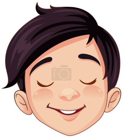 Illustration for Male Asian cartoon face closing his eyes illustration - Royalty Free Image