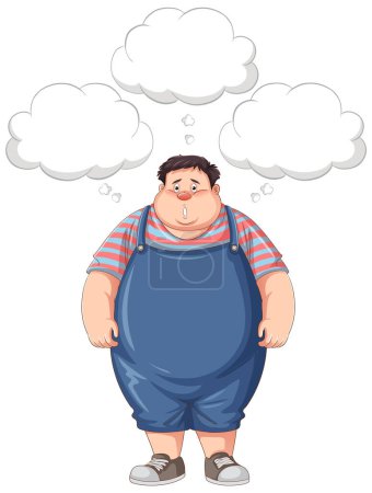 Illustration for Depressed overweight man with speech bubbles illustration - Royalty Free Image