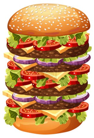 Téléchargez les illustrations : Fromage hamburger dessin animé isolé illustration - en licence libre de droit