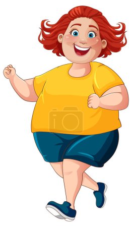 Illustration for Middle age chubby woman jogging illustration - Royalty Free Image