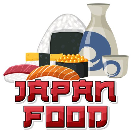 Illustration for Group of Japanese traditional food icon illustration - Royalty Free Image