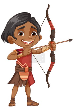 Illustration for Native American Tribe Kid Archer illustration - Royalty Free Image