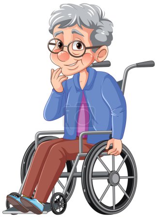 Illustration for Old Woman Sitting on Wheelchair illustration - Royalty Free Image