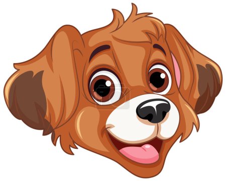 Ilustración de Cara de perro alegre en ilustración de estilo de dibujos animados - Imagen libre de derechos