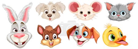 Illustration for Cute animal heads set illustration - Royalty Free Image