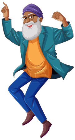 Illustration for Indian old man cartoon character illustration - Royalty Free Image
