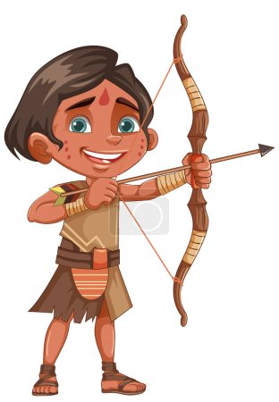 Téléchargez les illustrations : Illustration de tribu amérindienne Kid Archer - en licence libre de droit