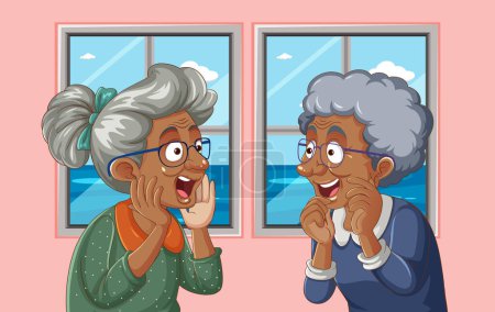 Téléchargez les illustrations : Des personnes âgées africaines parlent illustration - en licence libre de droit