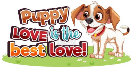 Illustration for Puppy love is the best love icon illustration - Royalty Free Image