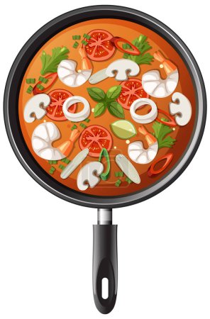 Illustration for Spicy Thai Tom Yum soup illustration - Royalty Free Image