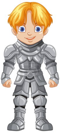Illustration for Cartoon knight boy character illustration - Royalty Free Image