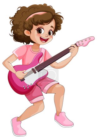 Ilustración de Músico de rock femenino tocando el bajo ilustración - Imagen libre de derechos
