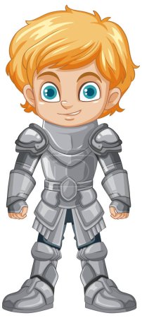 Illustration for Cartoon knight boy character illustration - Royalty Free Image