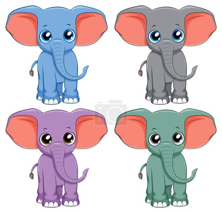 Illustration for Set of simple elephant cartoon illustration - Royalty Free Image