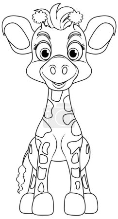 Téléchargez les illustrations : Coloriage Aperçu de l'illustration de girafe mignonne - en licence libre de droit