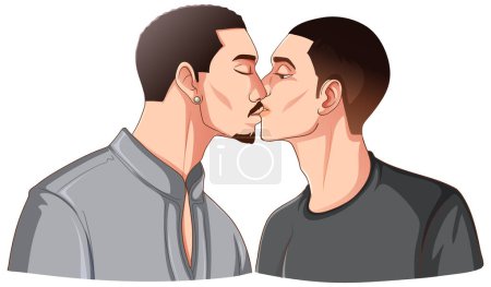 Ilustración de LGBTQ pareja gay besándose mutuamente ilustración - Imagen libre de derechos